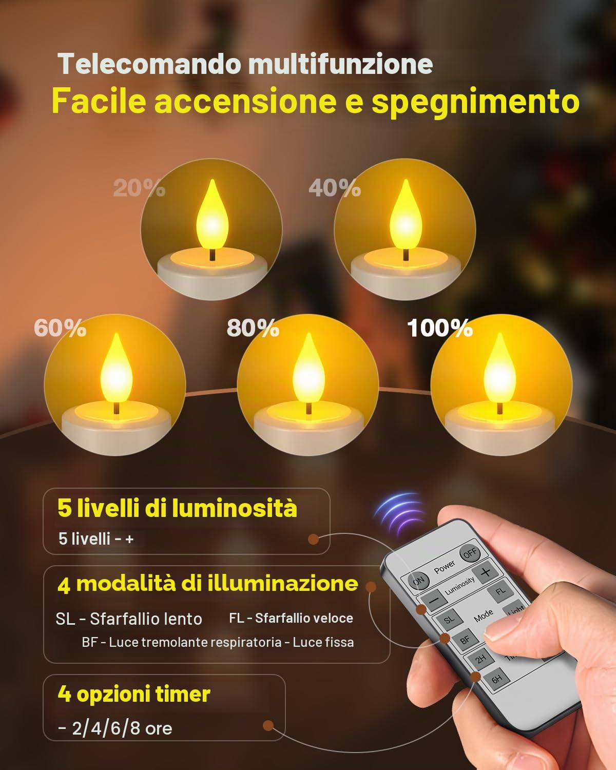 SoulBay Candele LED Ricaricabili Tea Light con Telecomando, 12 Pezzi Mini Candele Finte Luci a LED Batteria Natalizie Decorative Elettriche Effetto Reale Per Halloween Natale Decorazioni Casa