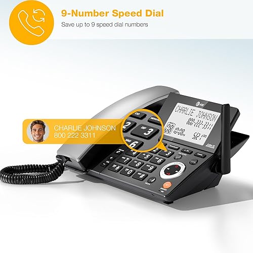 Miniatura 14 de AT&T DECT 6.0 Teléfono doméstico con cable o inalámbrico con 2 teléfonos y contestador, bloqueador de llamadas inteligente, identificación de