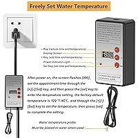 Vista 8 de Calentador de piscina de 2000 W para piscina inflable sobre el suelo, calentador de agua de inmersión para bañera con termostato, calentador de agua