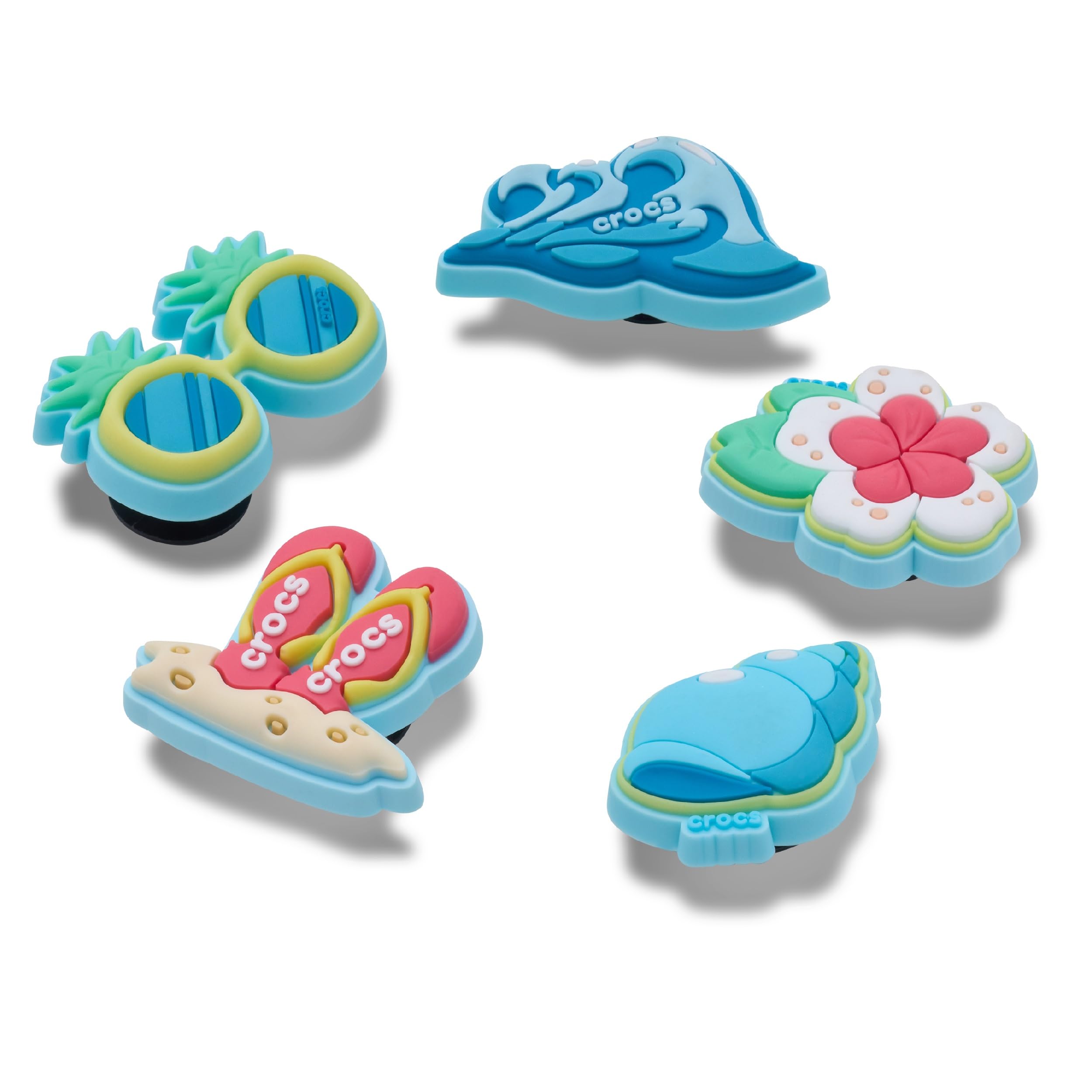 Crocs Unisex Beach Time 5-pak zawieszek do butów, wielokolorowe, jeden rozmiar, wielobarwny, Rozmiar Uniwersalny