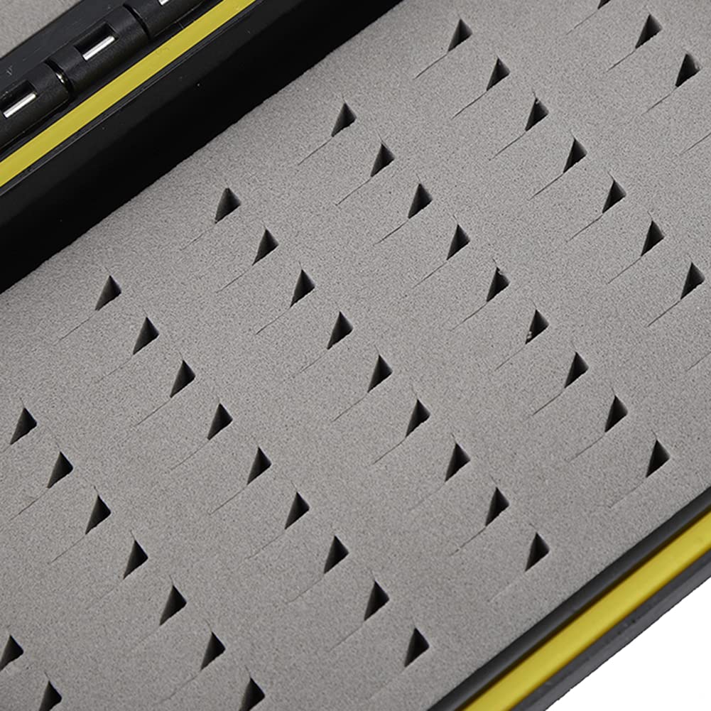 Double Layer Black Portable Fly Box Fishing Bait Storage BoxCover Tackle Accessory for Anglers, Strong Construction PEABS Plastic Foam