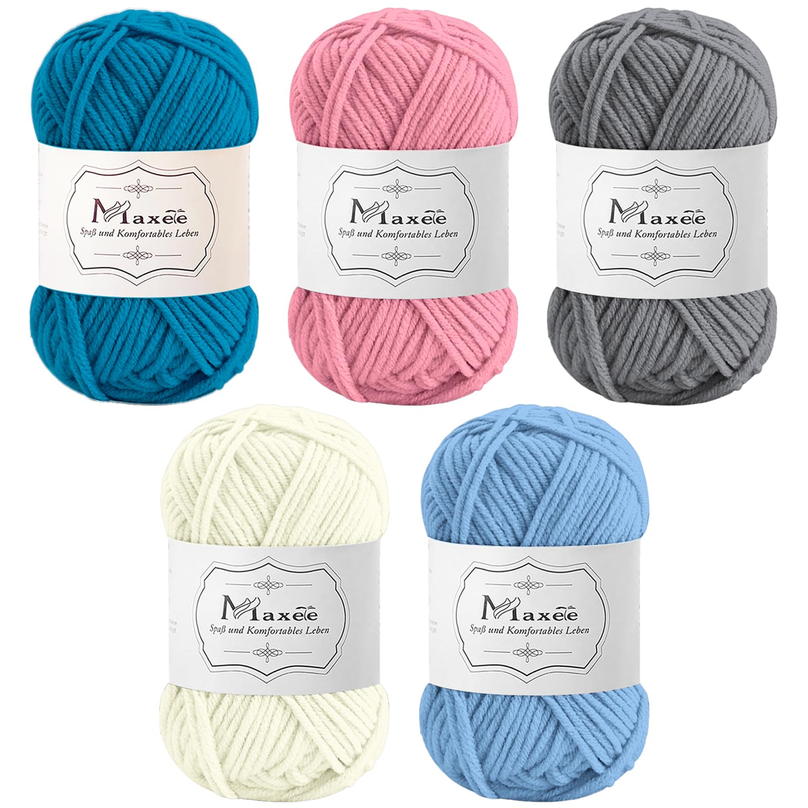 Maxee Häkelgarn 500g (50g*10 Farbe), Acryl Wolle Zum Stricken, Garn zum Häkeln und Stricken, Hand Knitting Yarn Set, Handstrickgarn Baumwollgarn für Häkeln, Wolle zum Stricken und Kunsthandwerk