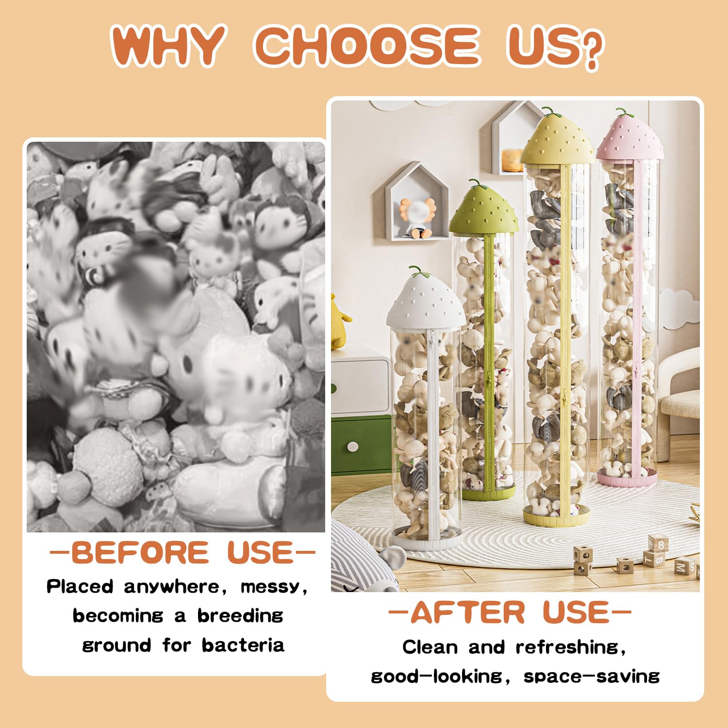 Secchio portaoggetti Trasparente per Bambole con Luce LED, Contenitore per Animali di Peluche, Organizer per Giocattoli di Peluche per la Decorazione della cameretta dei Bambini, s
