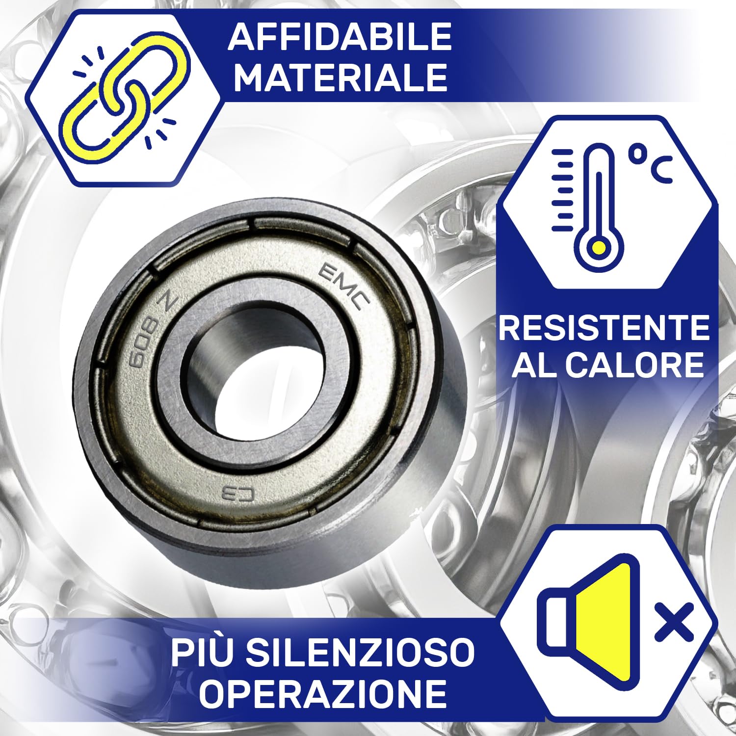 Cuscinetto a Sfera per il Motore 608 Z con Dimensione 8 x 22 x 7 mm Garanzia di 10 Anni - MONTERAL