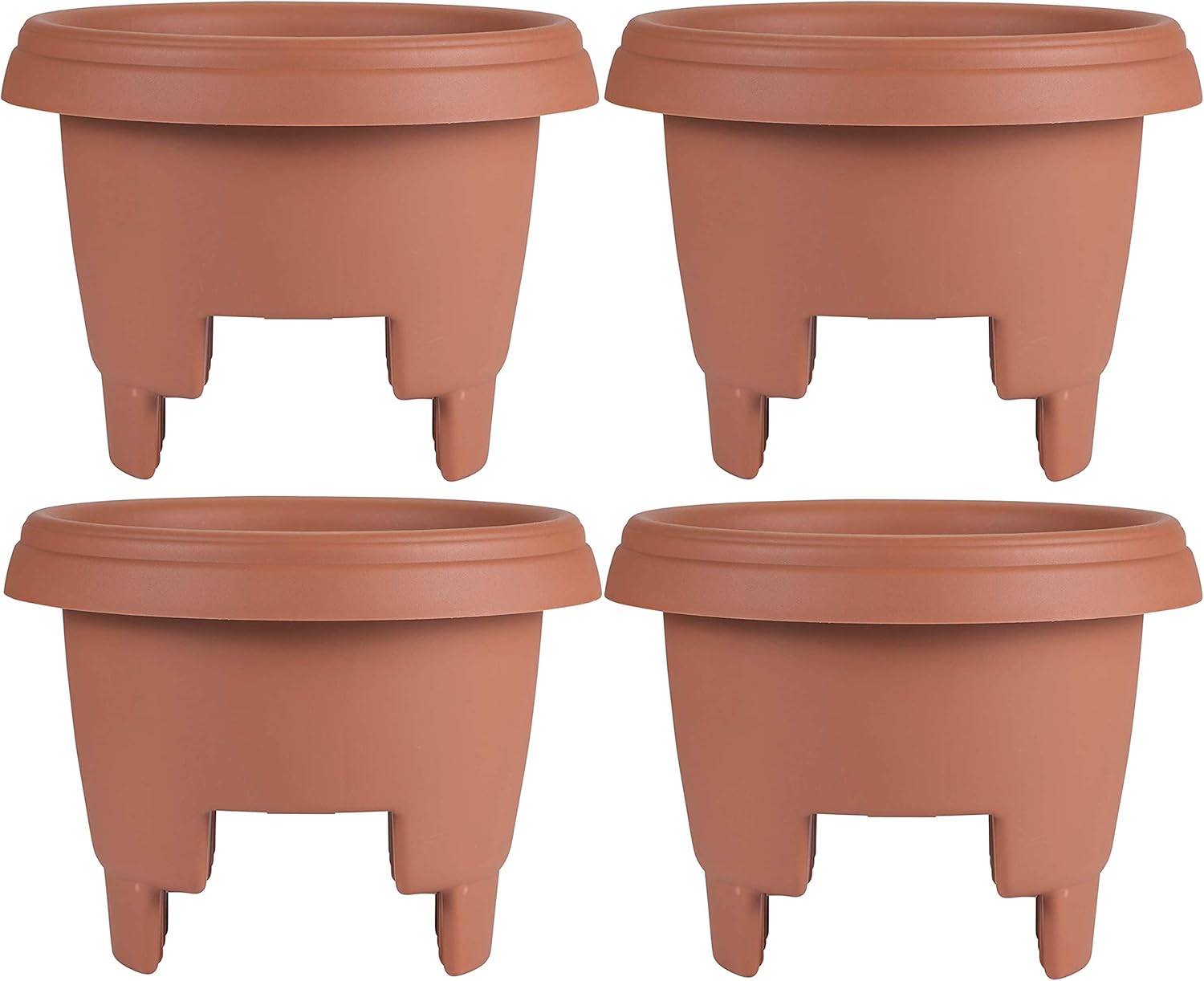 Bloem Deck Balcony Rail Planter (477121-1001), Terra Cotta, 12", Pack of 4