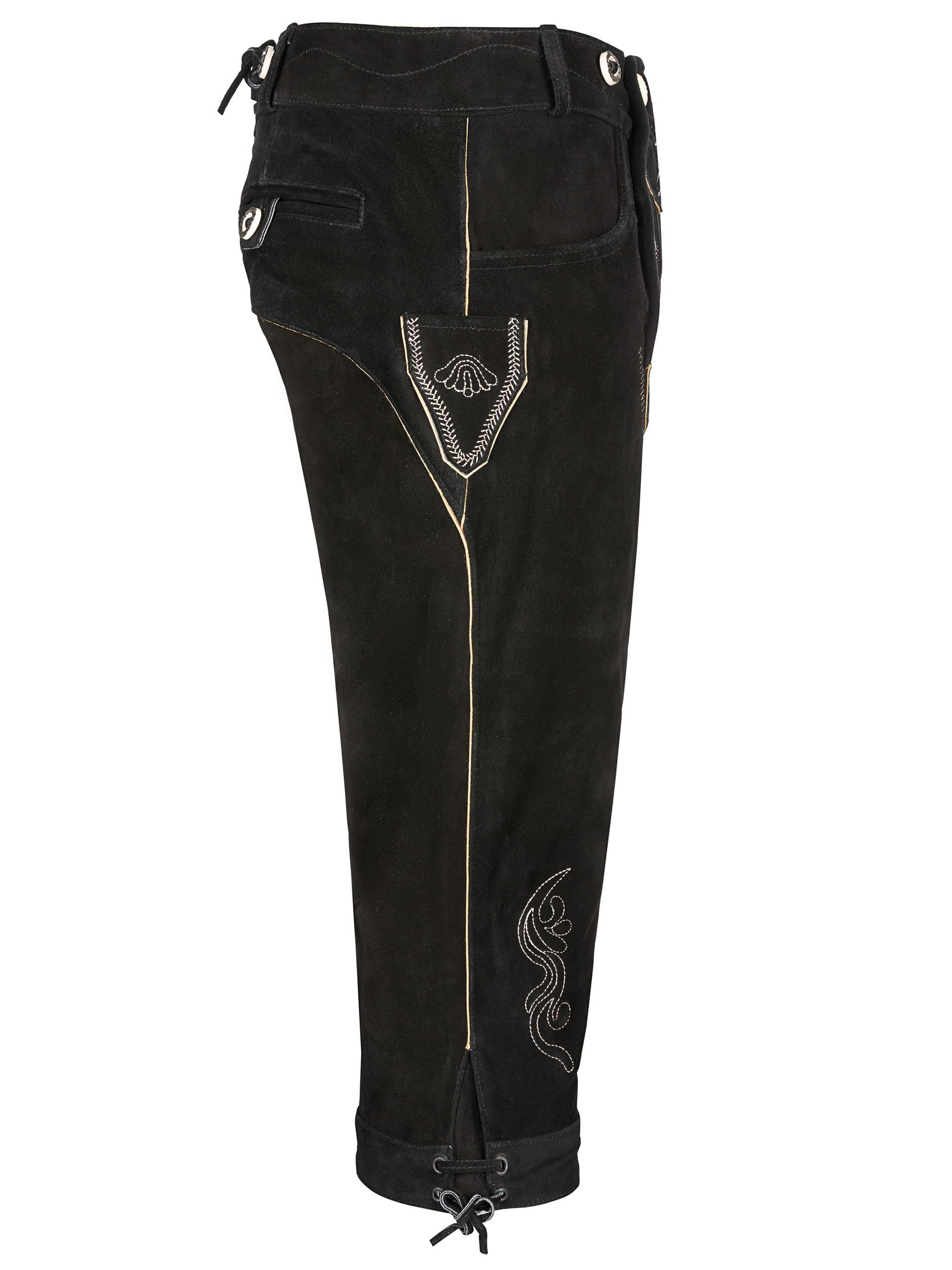 Almbock Trachtenlederhose Herren Kniebund - Original bayerische Lederhose Herren Tracht - Trachtenhose Oktoberfest in vielen Farben von Gr. 46-60