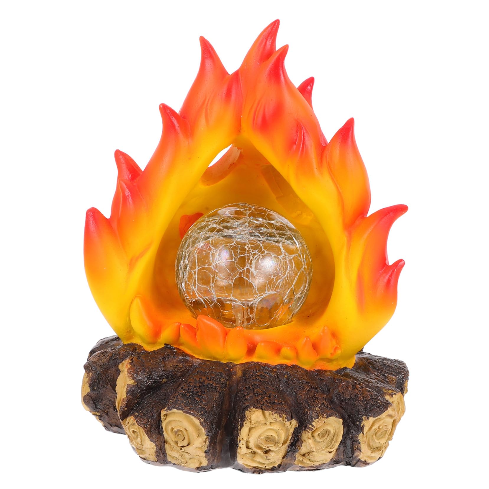 ibasenice Solar Flammenlicht aus Kunstharz mit Realistischem 3d-kaminholz Wetterfest und Solarbetrieben Lagerfeuer Dekoration für Garten und Haus zu Halloween und Weihnachten