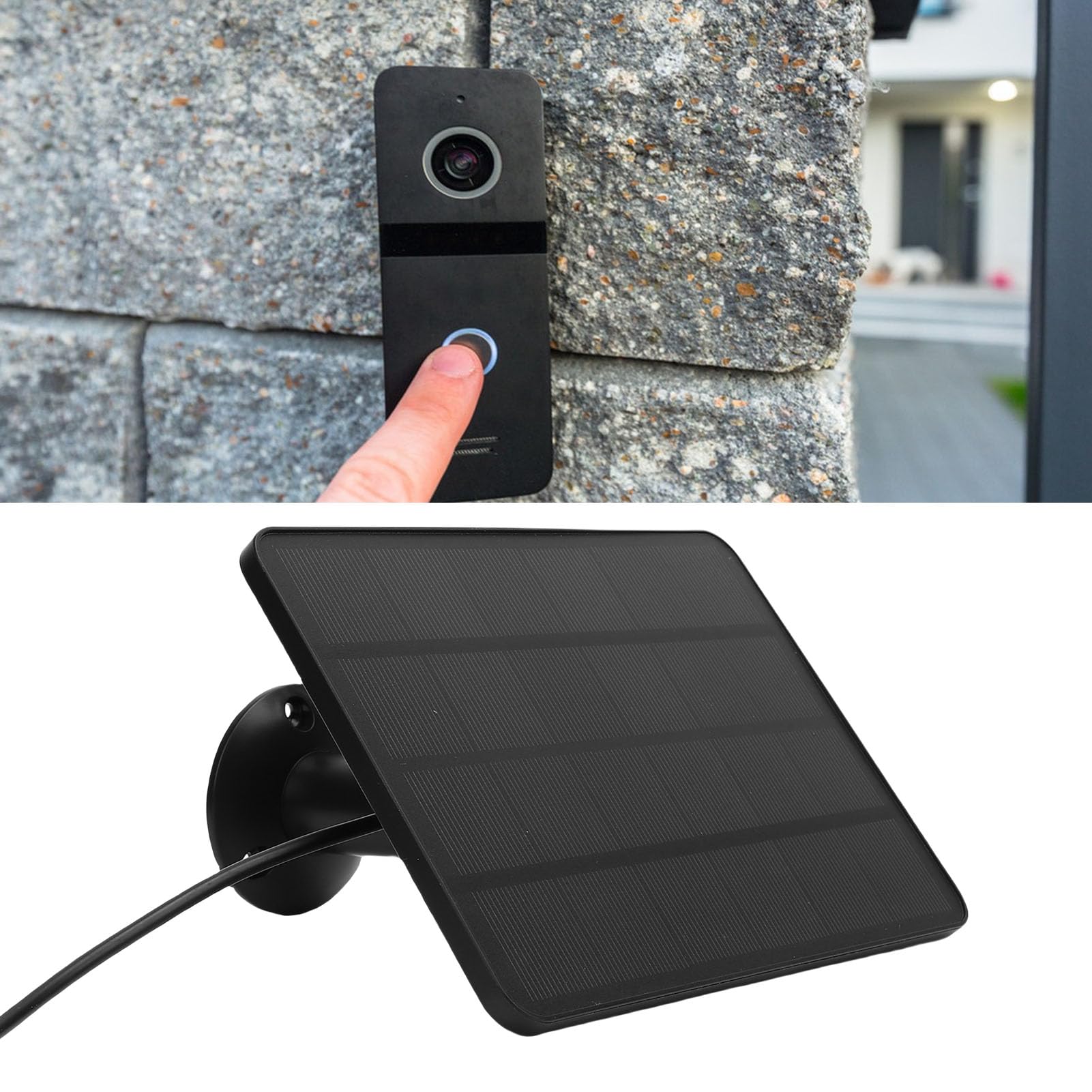 Panneau Solaire 10 W pour Caméra de sécurité, Panneau Solaire pour Nest, Sonnette 2K, Sonnette Vidéo 2, Sonnette 3/4 Plus, Réglable à 360 Degrés, étanche IP66, Câble de