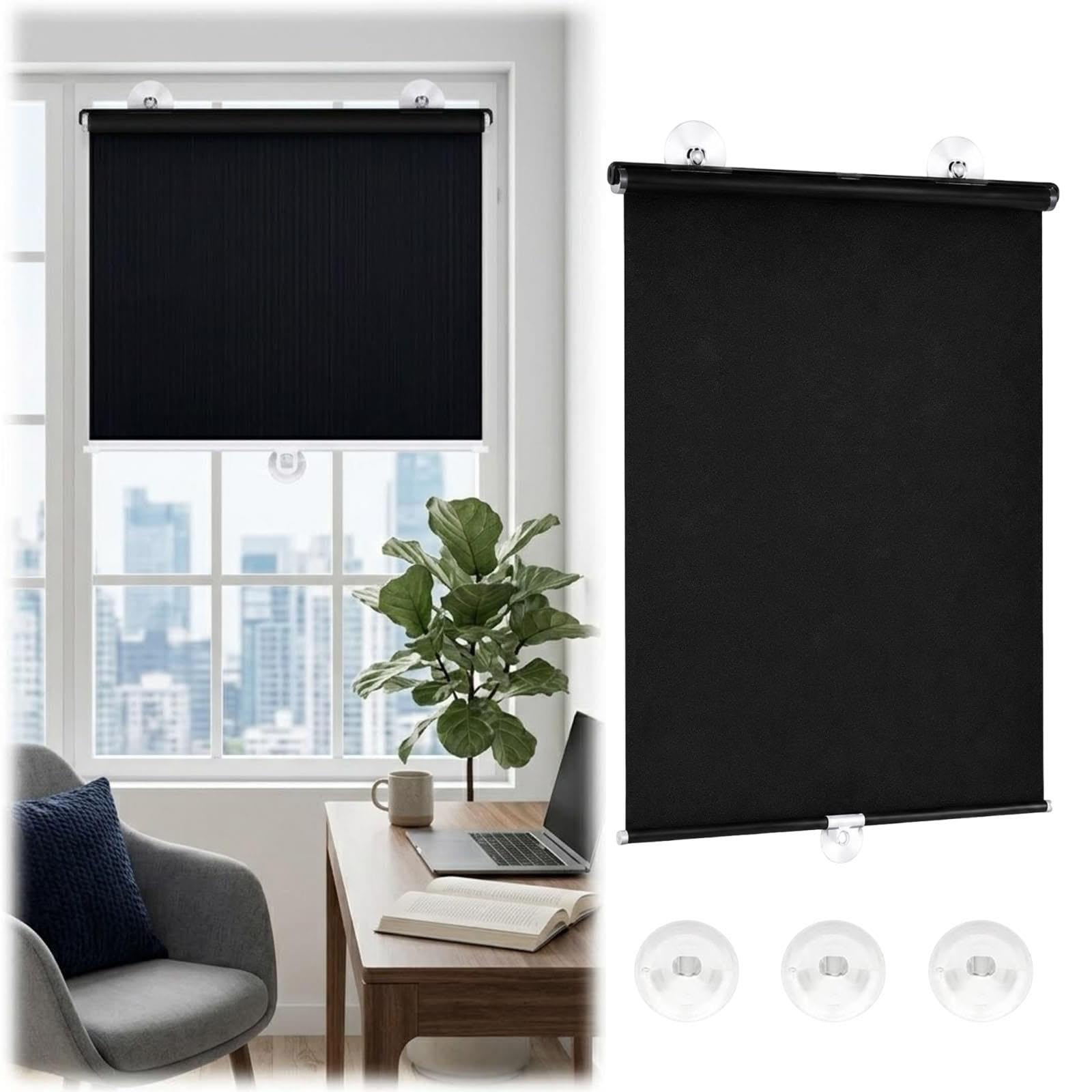 Persianas Enrollables Opaca Sin Taladrar, Cortinas Privacidad para Ventanas