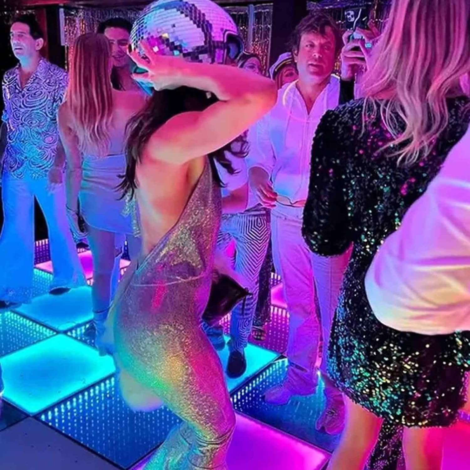 Casque de bal disco, casque de bal disco, casque de boule à paillettes miroir, avec visière rétractable, pour fête DJ