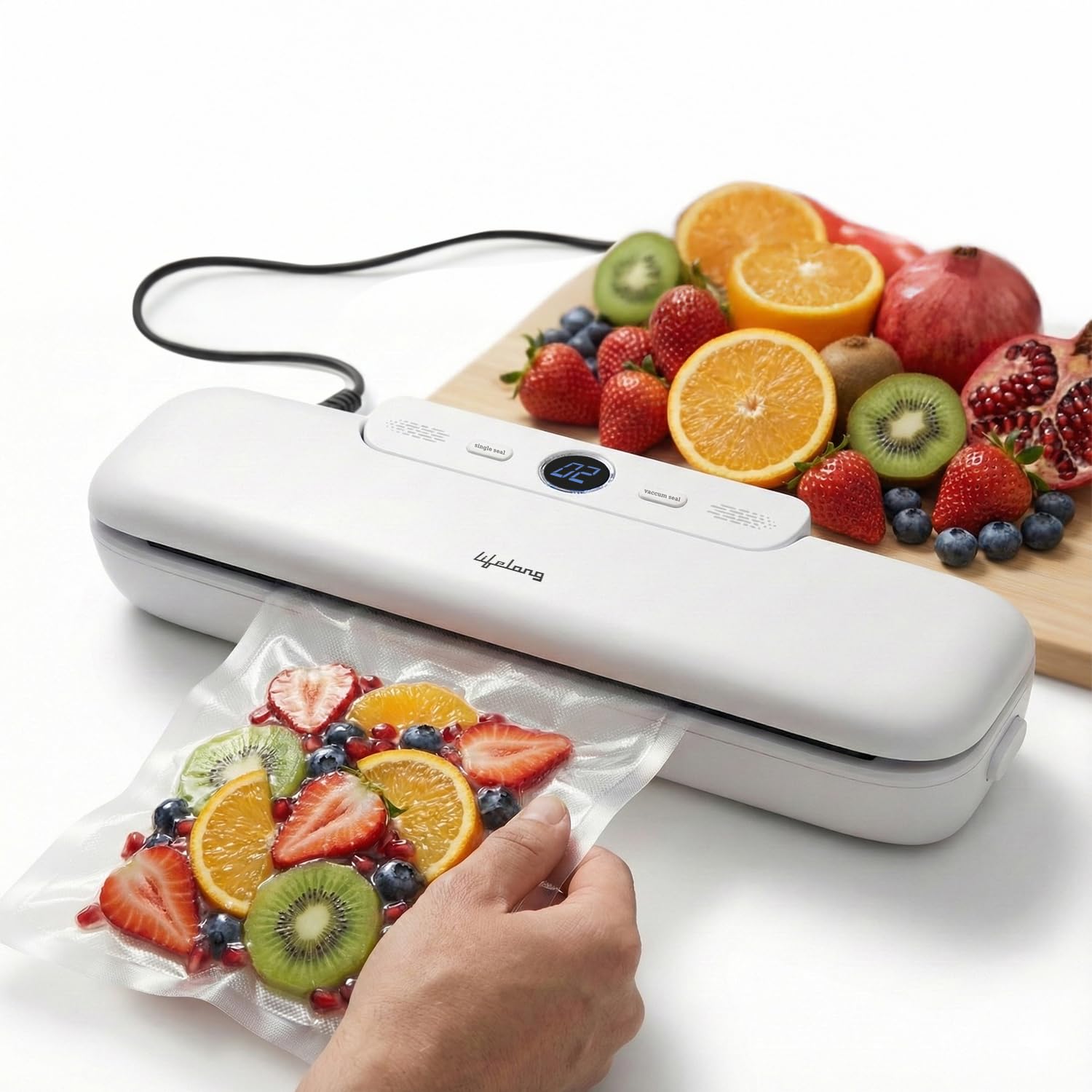 Lifelong Vacuum Sealer Machine for Food Packing with Vacuum Bags | Automatic Seal with Compact Design & Digital Display | Portable Food Sealer, One-Touch Operation, Airtight Storage Preservation-image-38