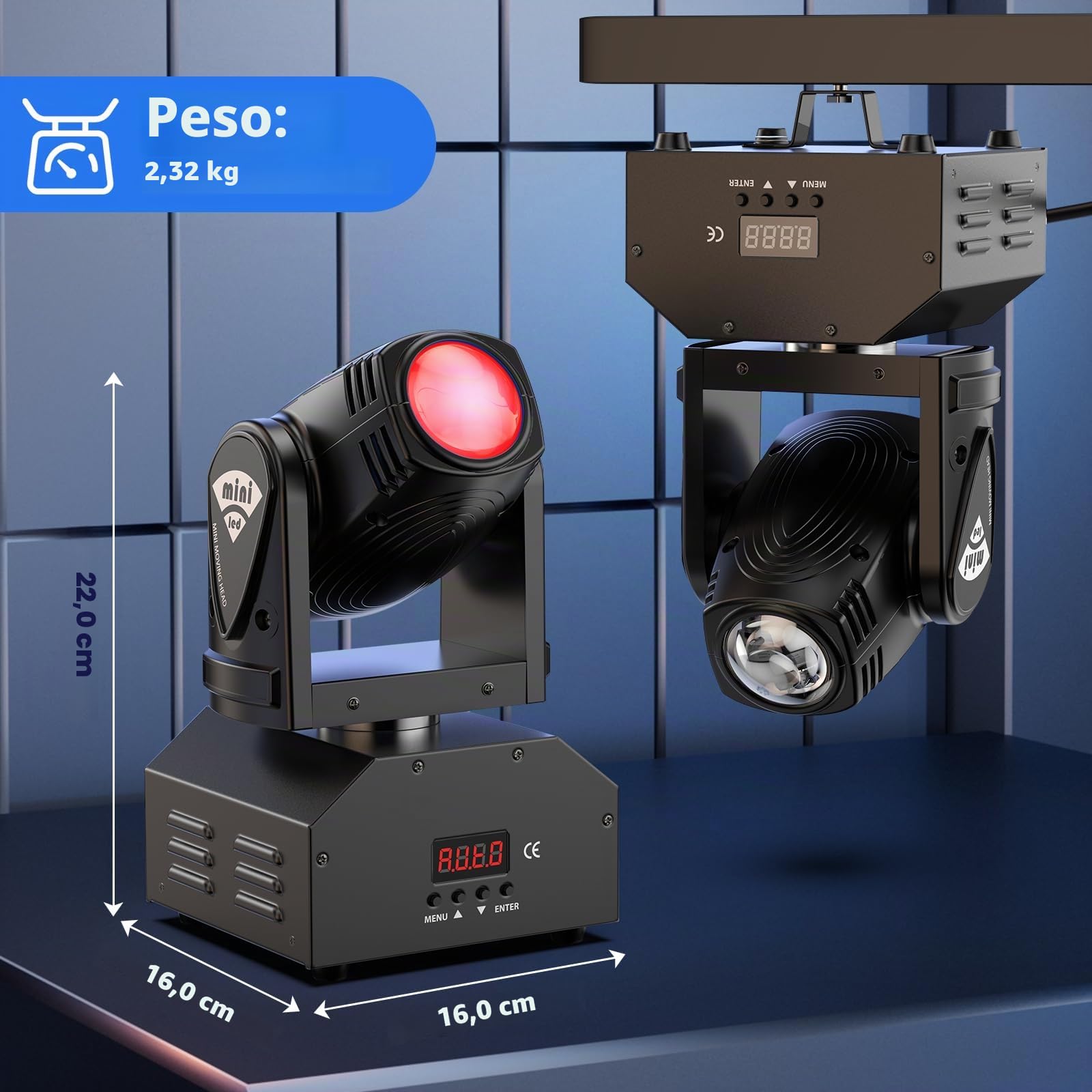 2 Piezas Cabezas Moviles Beam LED RGBW Cabeza Móvil Luz de Escenario Lámpara Moving Head d-mx512 para KTV, Bares, Clubes, Actuaciones, Bodas