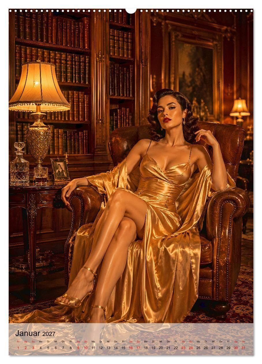 Golden Glamour Hollywood der 1950er (hochwertiger Premium Wandkalender 2027 DIN A2 hoch), Kunstdruck in Hochglanz: Zeitlose Eleganz der Fünfziger