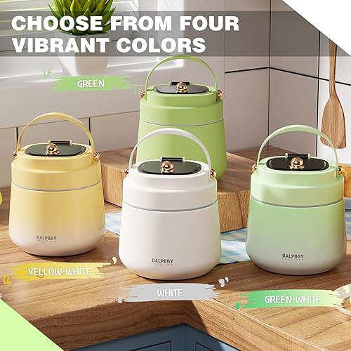 Miniatura 31 de Termo para alimentos calientes para adultos, 40 onzas, recipientes térmicos de sopa de boca ancha con aislamiento al vacío, caja de almuerzo de Negro