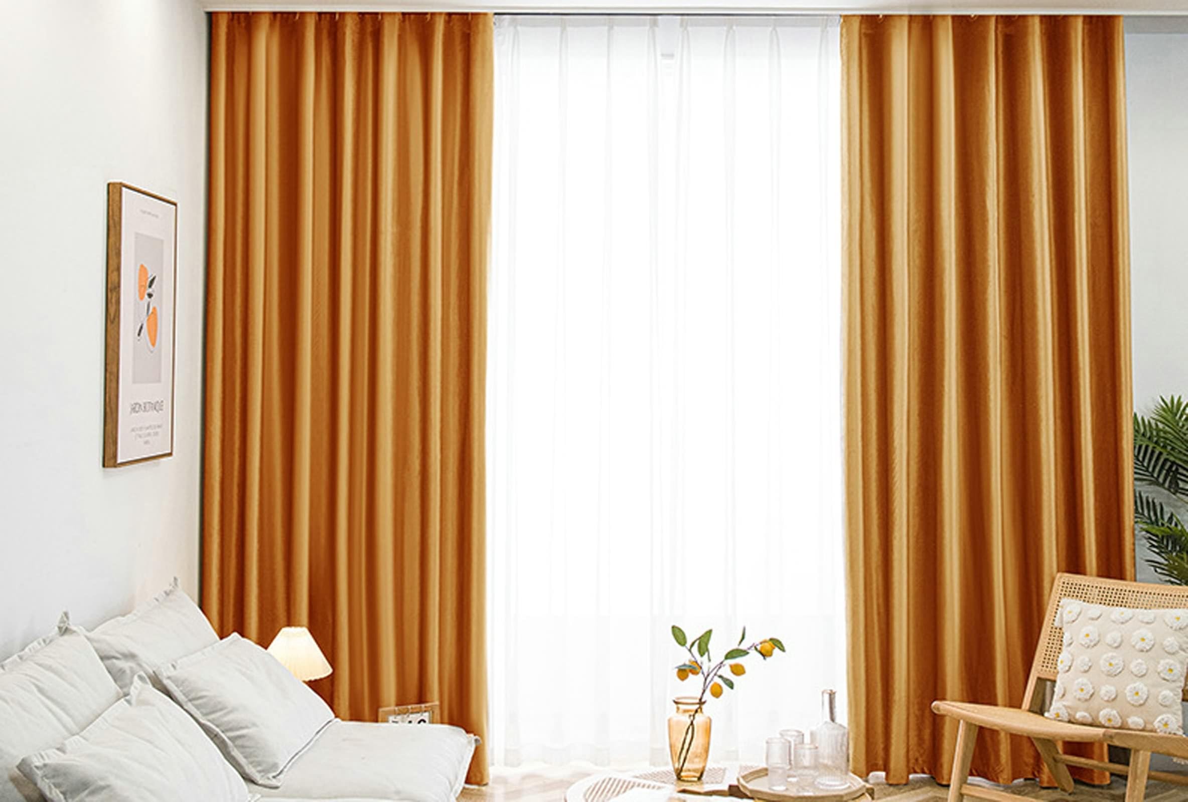 Rideau occultant de chambre pour tamiser le salon avec les rideaux en velvet orange Beydodo