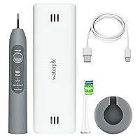 Vista 8 de Waterpik Sensonic Sonic Electric Toothbrush, Rechargeable Toothbrush for Adults with 3 Modes, Travel Case, USB Charger, Modern Gray STW-03W027, Gris