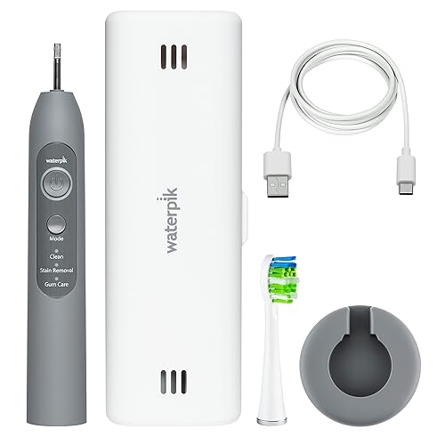 Miniatura 8 de Waterpik Sensonic - Cepillo de dientes eléctrico sónico, cepillo de dientes recargable para adultos con 3 modos, funda de viaje, cargador USB, gris