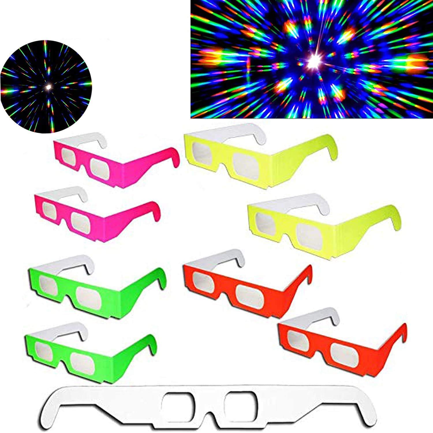 EEkiiqi 100 PAIRS 3D GLASS Rainbow Diffraction 3D Fireworks Glasses Neon Multi-Starbursts for Fireworks Displays/Holiday L... - Review, Price and Buying Guide