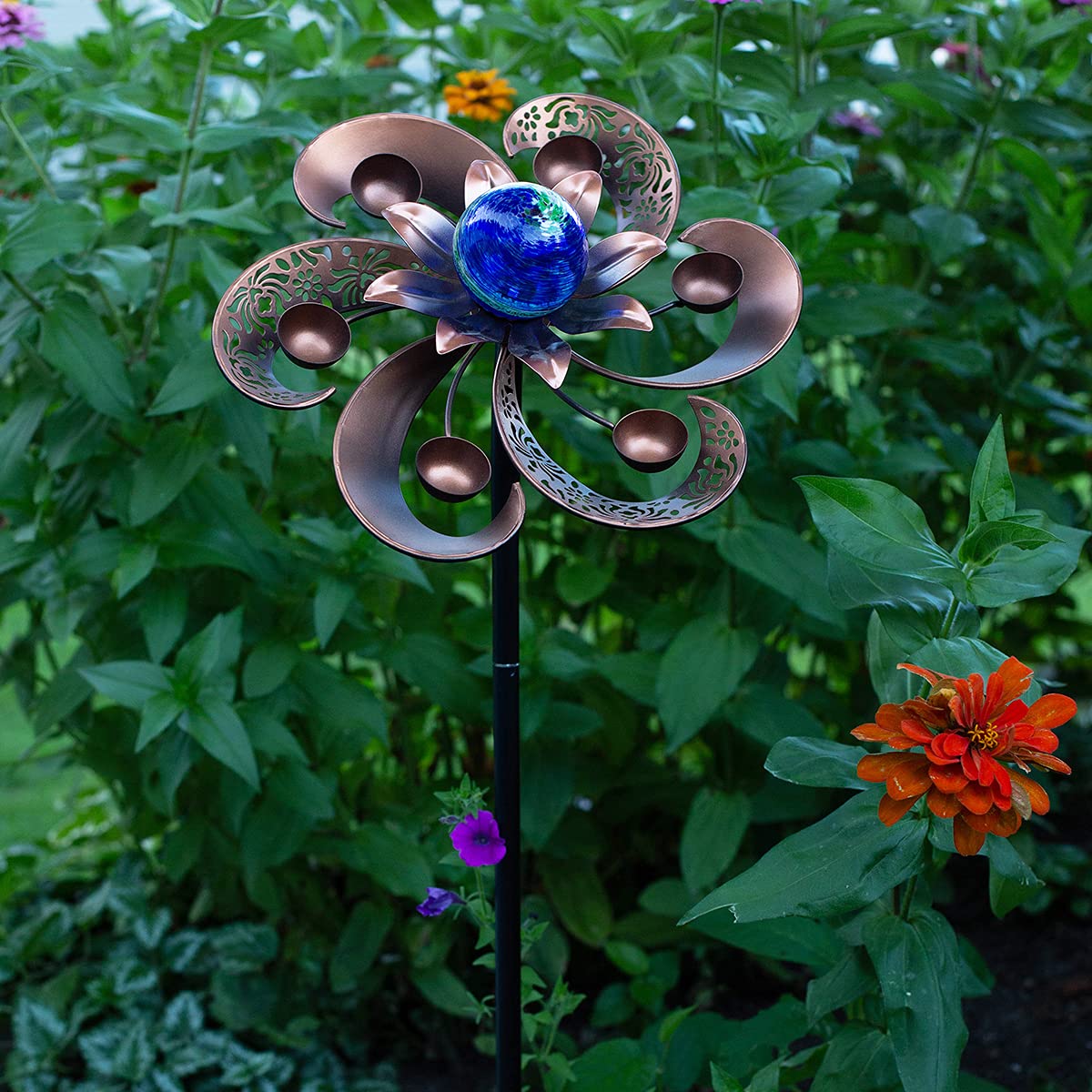 Echo Valley 2155C Pinwheels, WindWheels and Spinners, Rotating, Copper, Multi-Section Stake