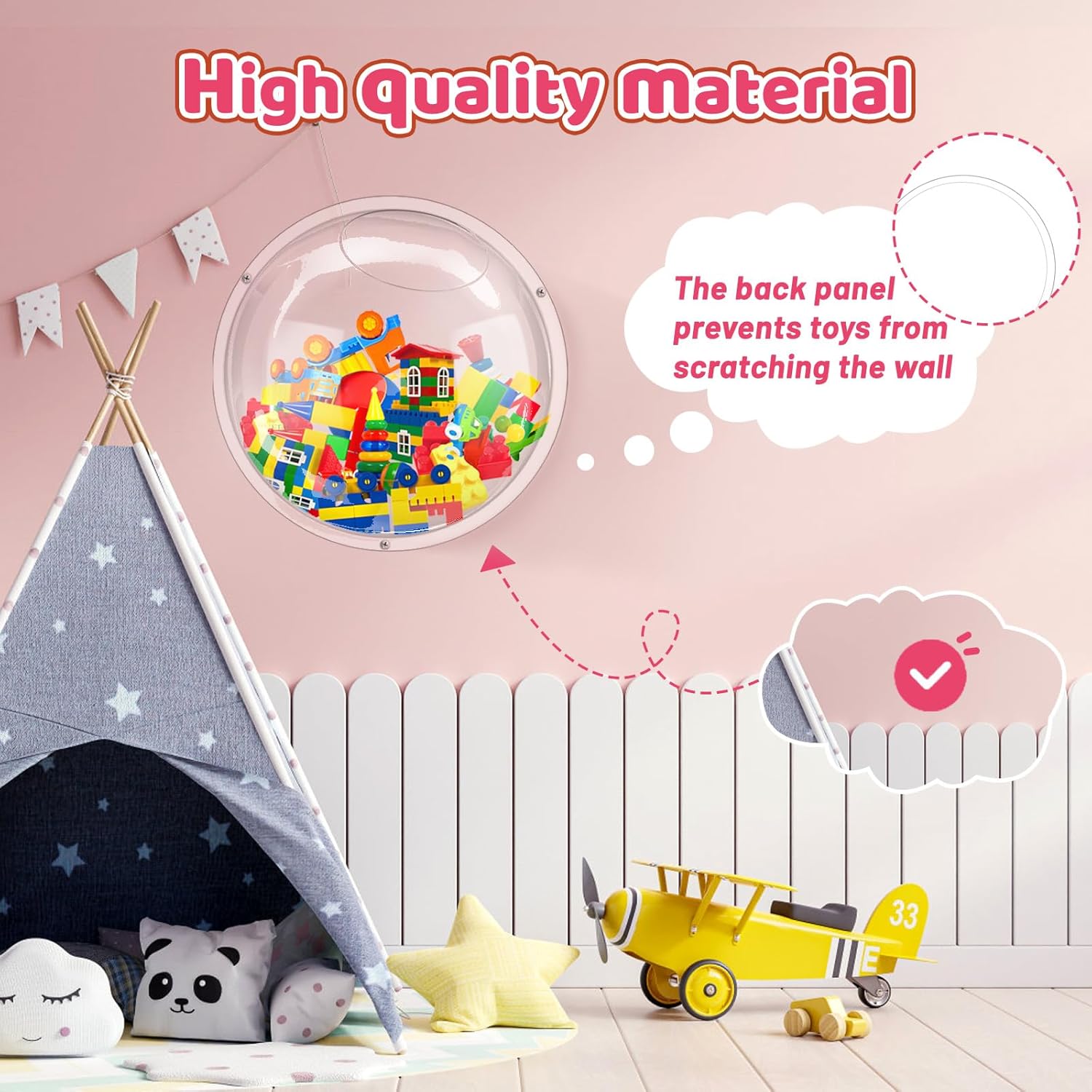 Acrylic Toy Dispenser for Wall, Acrylic Wall Organizer Toy Storage Display with Back Panel Hanging Clear Holder for Blocks, Snacks, Cars - Image 6