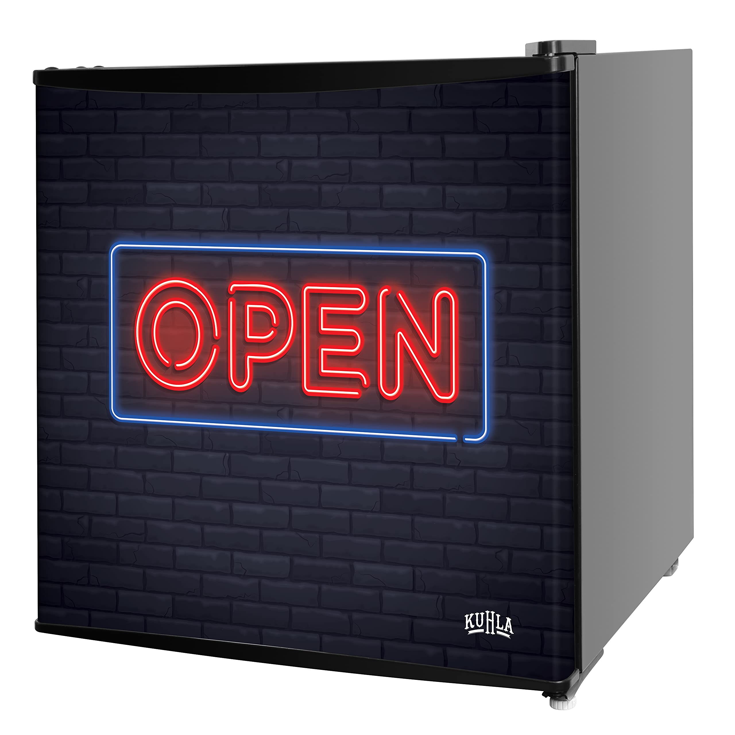 Kuhla 43 Litre Mini Fridge with Ice Box, Inc Adjustable Thermostat, Door Racks and Removable Shelf, Small Drinks Fridge Ideal for Home and Office – Black, KTTF4BGB