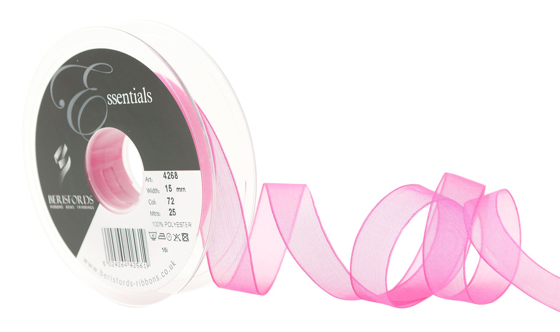 Berisfords Super Sheer, Polyester, Shocking Pink, 10.4 x 10.4 x 1.9 cm