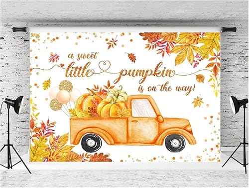 Miniatura 3 de Telón de fondo para baby shower, con texto en inglés "A Sweet Little Pumpkin is On The Way", decoración de fiesta, decoración de otoño, fotografía