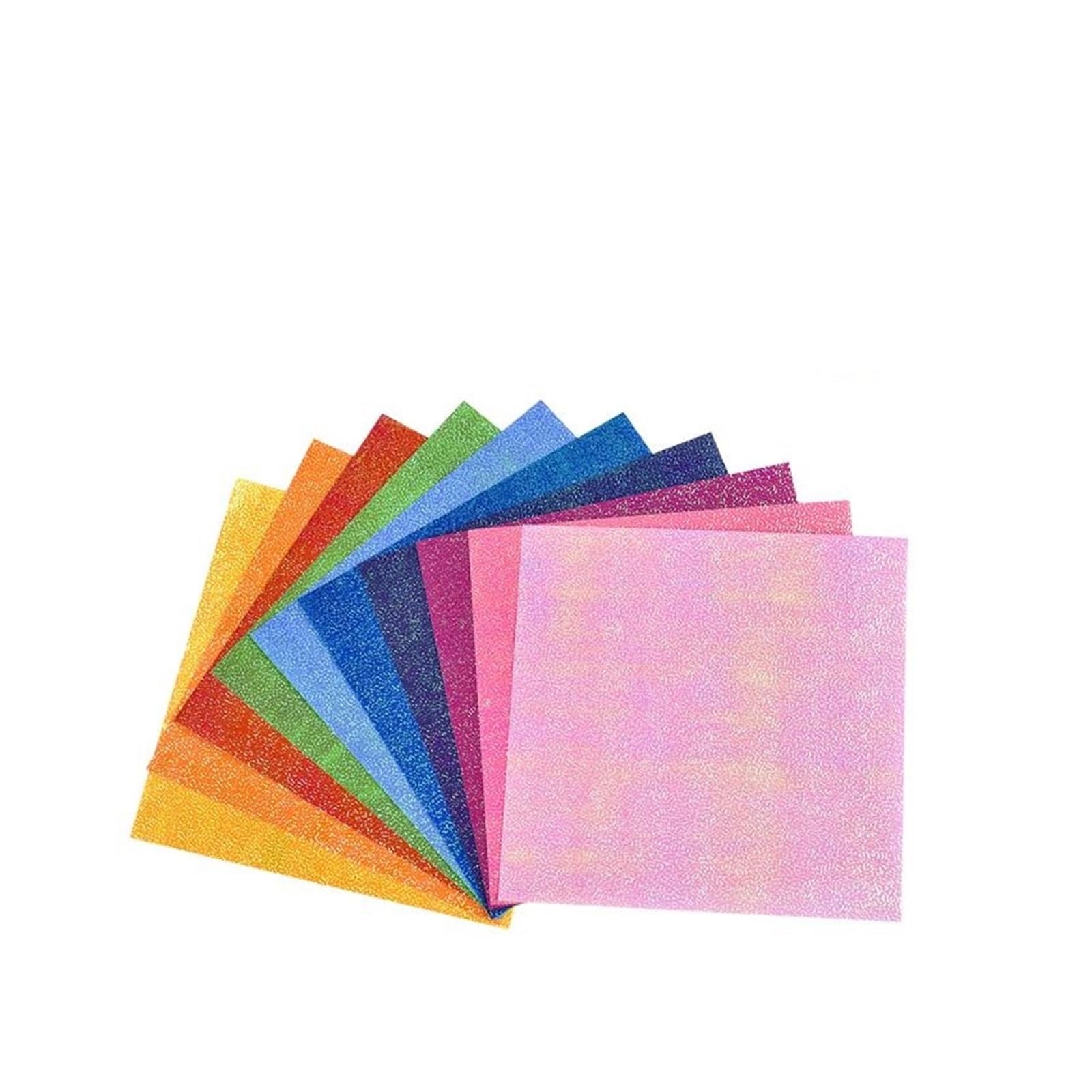 100 Stück Mix Perlglanzpapier Buntes Glitzer Origami Kinder Handgefertigte Materialien DIY Scrapbooking Faltbastelpapier Quadrat Für Handgefertigte Dekorationen(12.5x12.5cm)