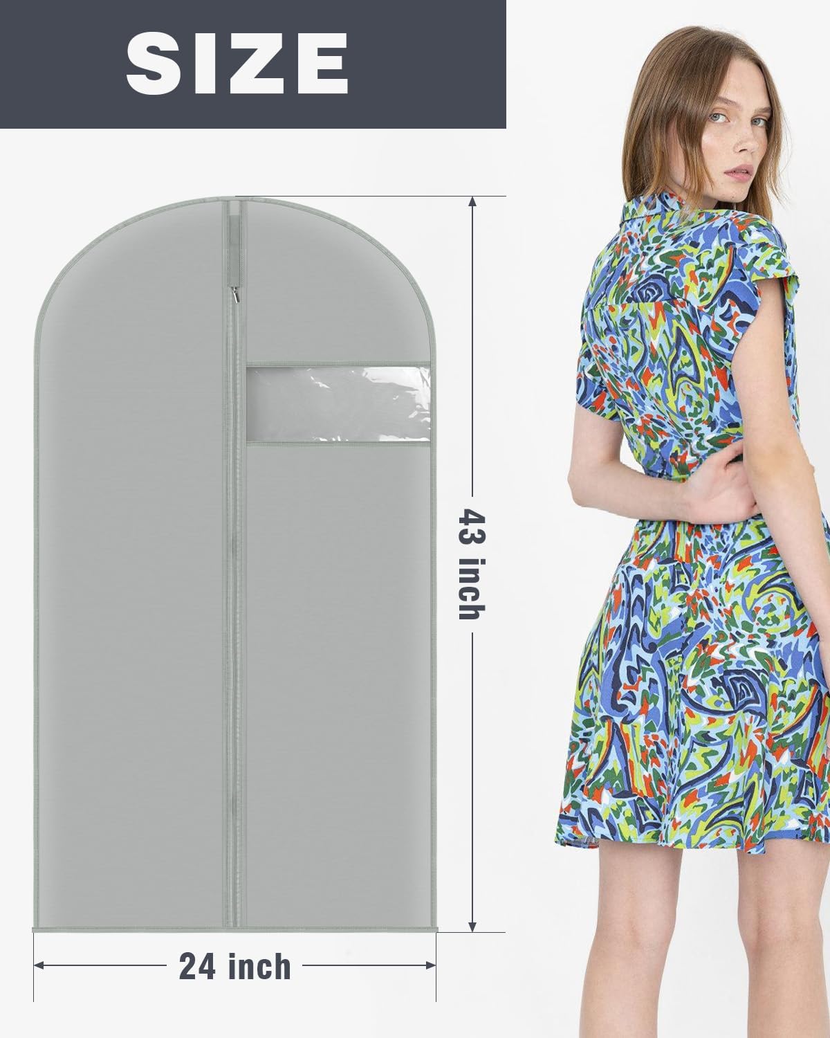 Garment Bags Suit Bags for closet storage 9 Packs Garment Covers 24 x 43 Inchs for Storage Suits, T-shirts and Jackets, Suit Covers for Hanging Clothes on Closet or Travel