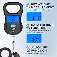 Vista 9 de Calamus Báscula de pescado ligera, báscula digital recargable con cable USB, capacidad de 55 libras, unidades múltiples libras/onzas y kilogramos