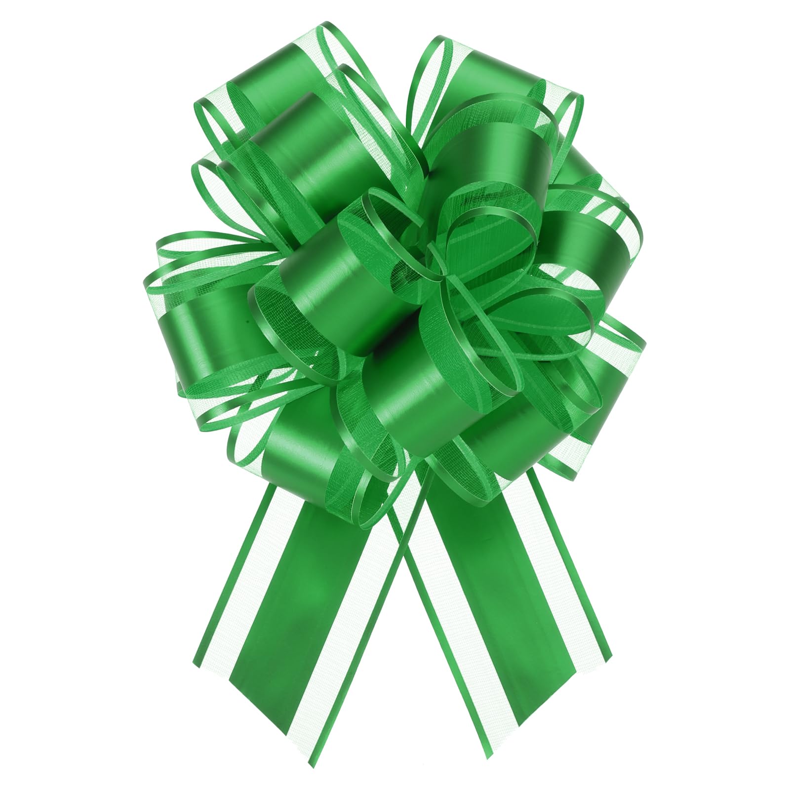Lazos de organza de 15 cm con brillo metálico verde para empaques voluminosos, 10 Uxcell