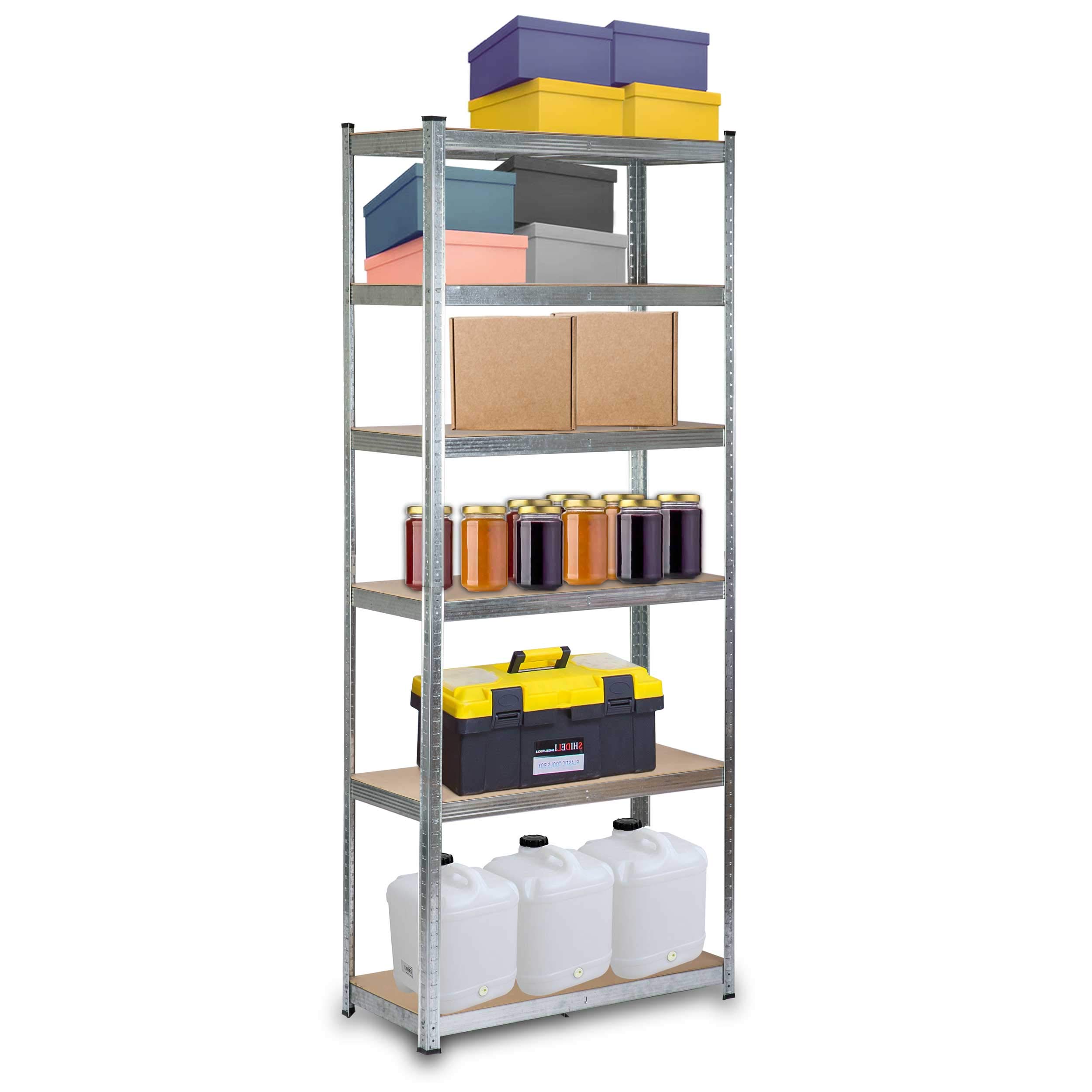 Humberg Scaffalatura per magazzino, magazzino, officina, resistente, 2 in 1, 222 x 90 x 40 cm, con 6 ripiani, portata massima 600 kg
