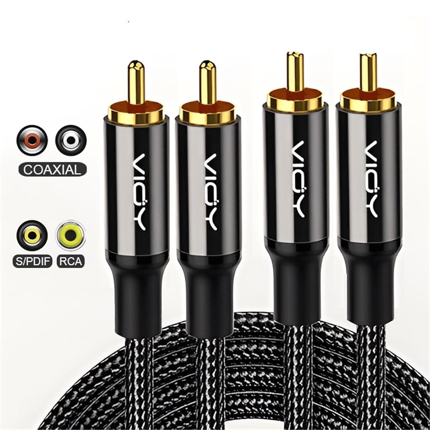 RCA Cables S/PDIF 2RCA Male to Male Subwoofer Cable HiFi Digital Audio Coaxial Cable for Home Theater Speaker HDTV Systems(1m)