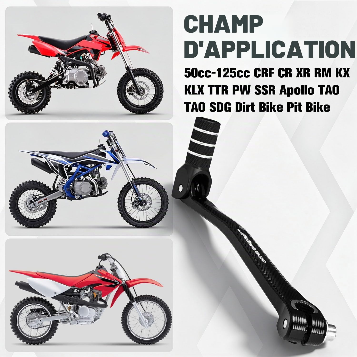 Levier de Vitesse de Moto,Levier de Vitesse Pliable en Aluminium CNC-Noir | pour Dirt Pit Bike 50cc-125cc XR50 CRF50 XR70 CRF70 XR110 CRF110