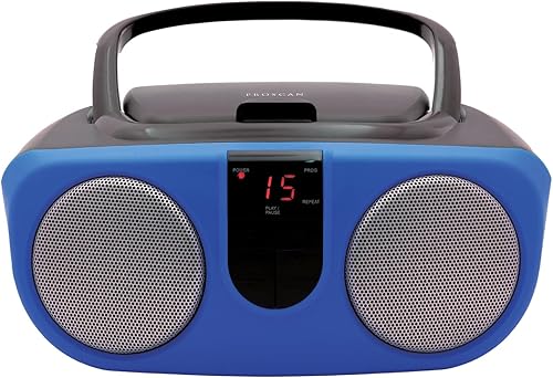 Proscan PRCD243M-BLUE - Caja portátil de CD Boom de 2.4 vatios RMS con radio AMFM (azul)