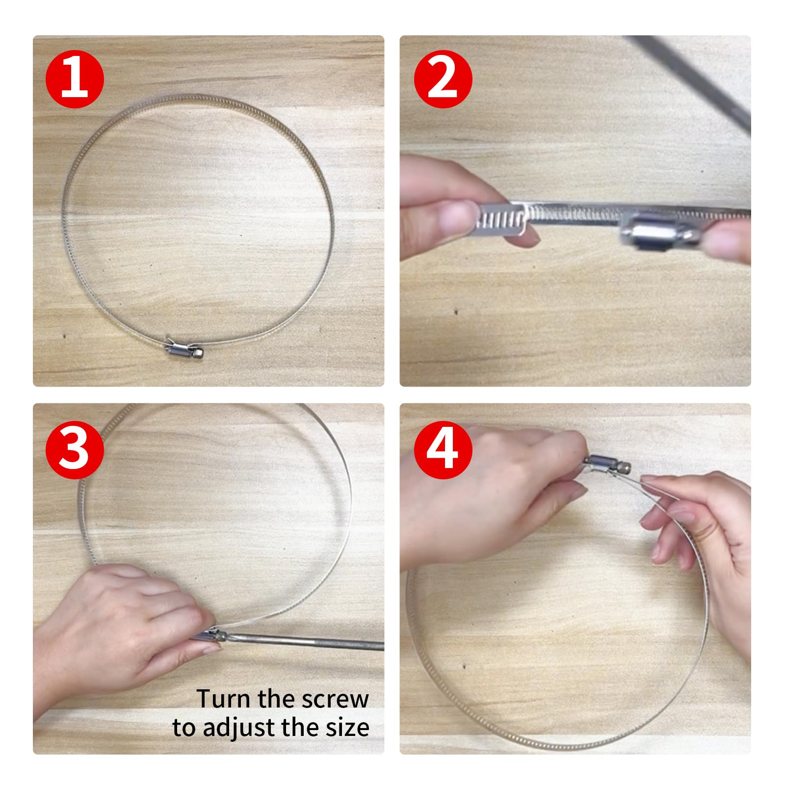 4 abrazaderas de manguera ajustables de acero inoxidable 304 con bucle de monitoreo para cámaras de seguridad, soporte adaptador para árbol, poste u otras condiciones similares (abrazadera de