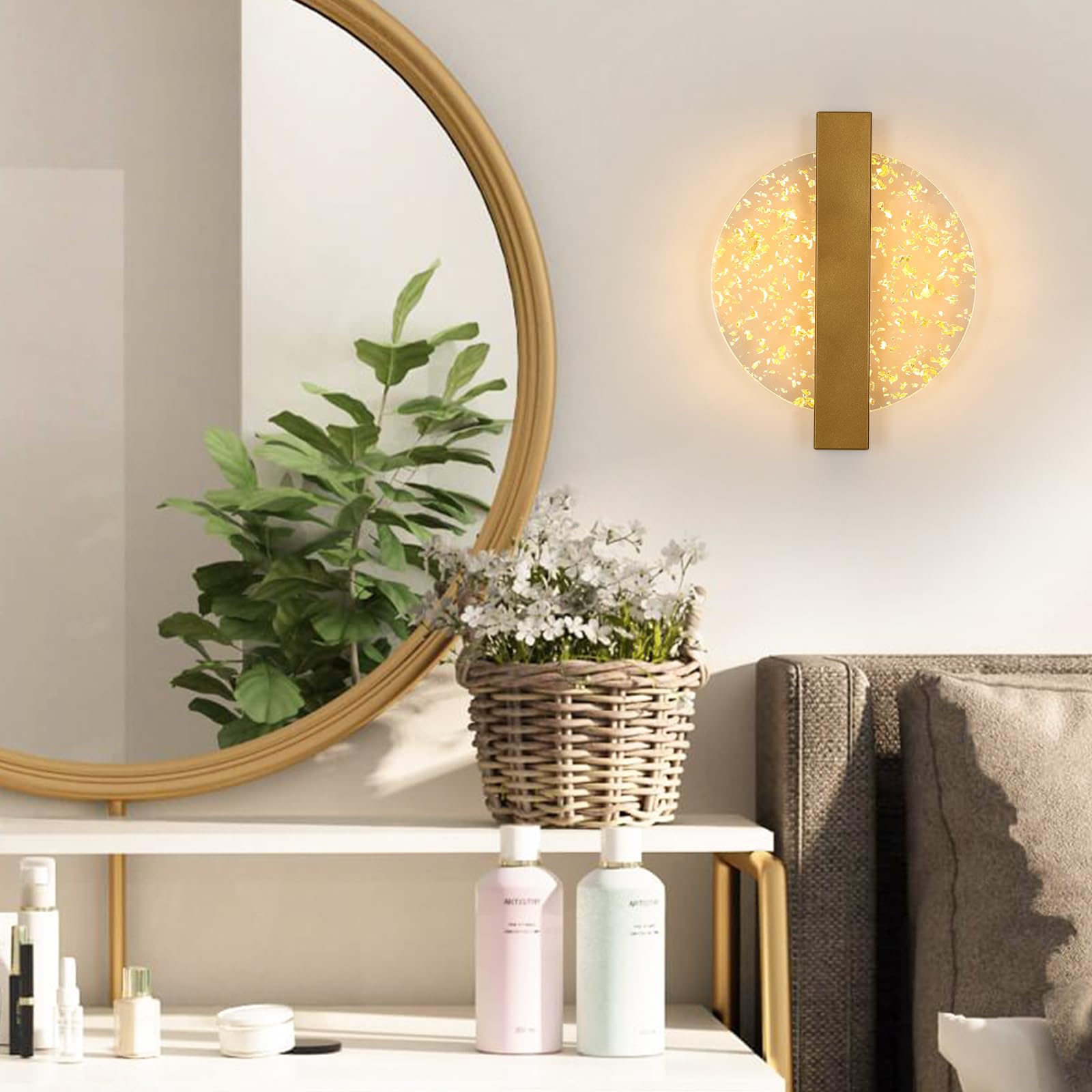 DELIPOP LED Wall Light Indoor, 12W Gold Round Modern Wall Lamp, Warm Light 3000K Wall Lighting Fixtures for Hallway Staircase - Image 3