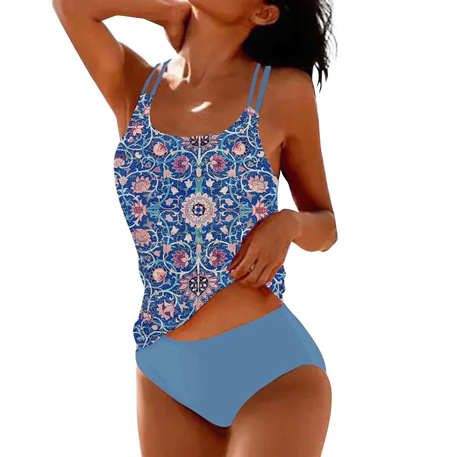 Tankini Ensembles De Maillots De Bain Femme 2 Pieces Gainant Ventre Plat Shorty Ensemble Taille Haute Maillots Élégant Rembourré Push Up Beachwear De Vacances À Imprimé Monokini Été Chic