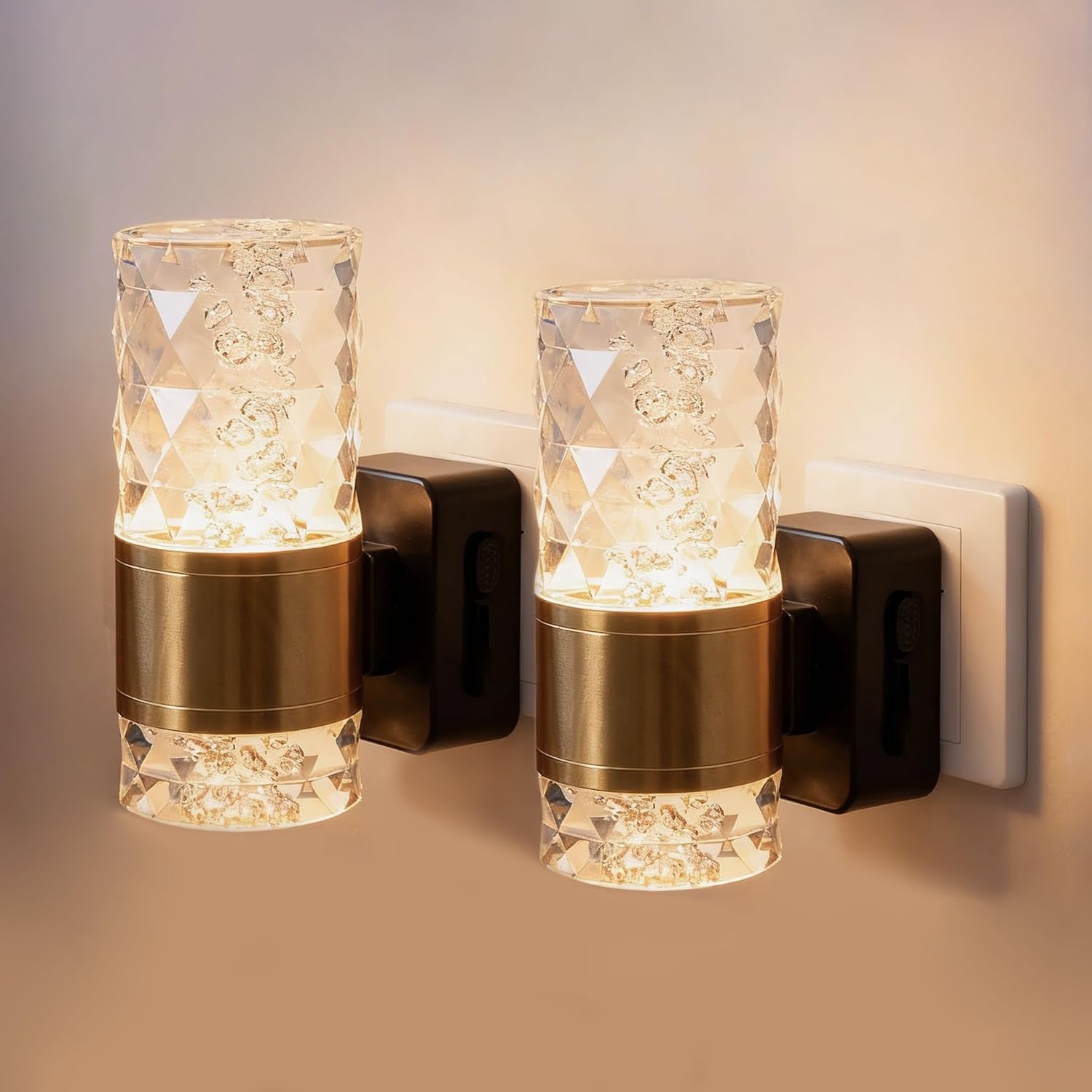 LED Night Lights Plug into Wall, 2 Pack 1W 3000K Soft Night Light, Dimmable Nightlight 0-100LM with Auto Light Sensors, Nightlights Plug in Wall for Bathroom Hallway Kids Room Stairway Décor