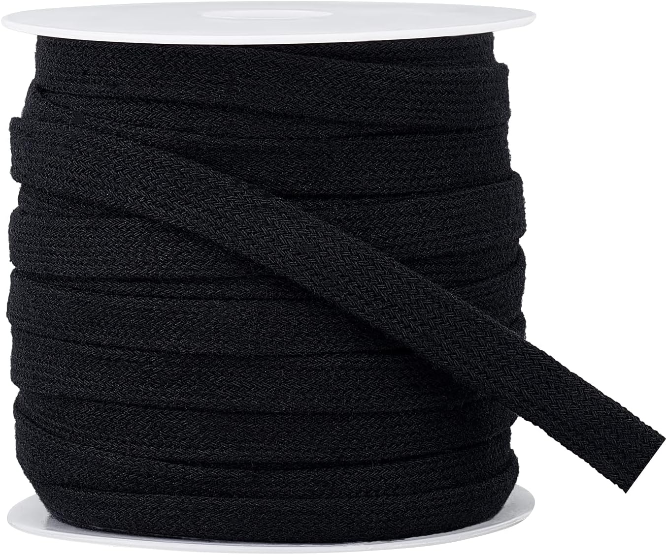 BENECREAT 27 Yards Black Flat Replacement Cotton Cords, Soft Drawstring Draw Cord for Garment Accessories