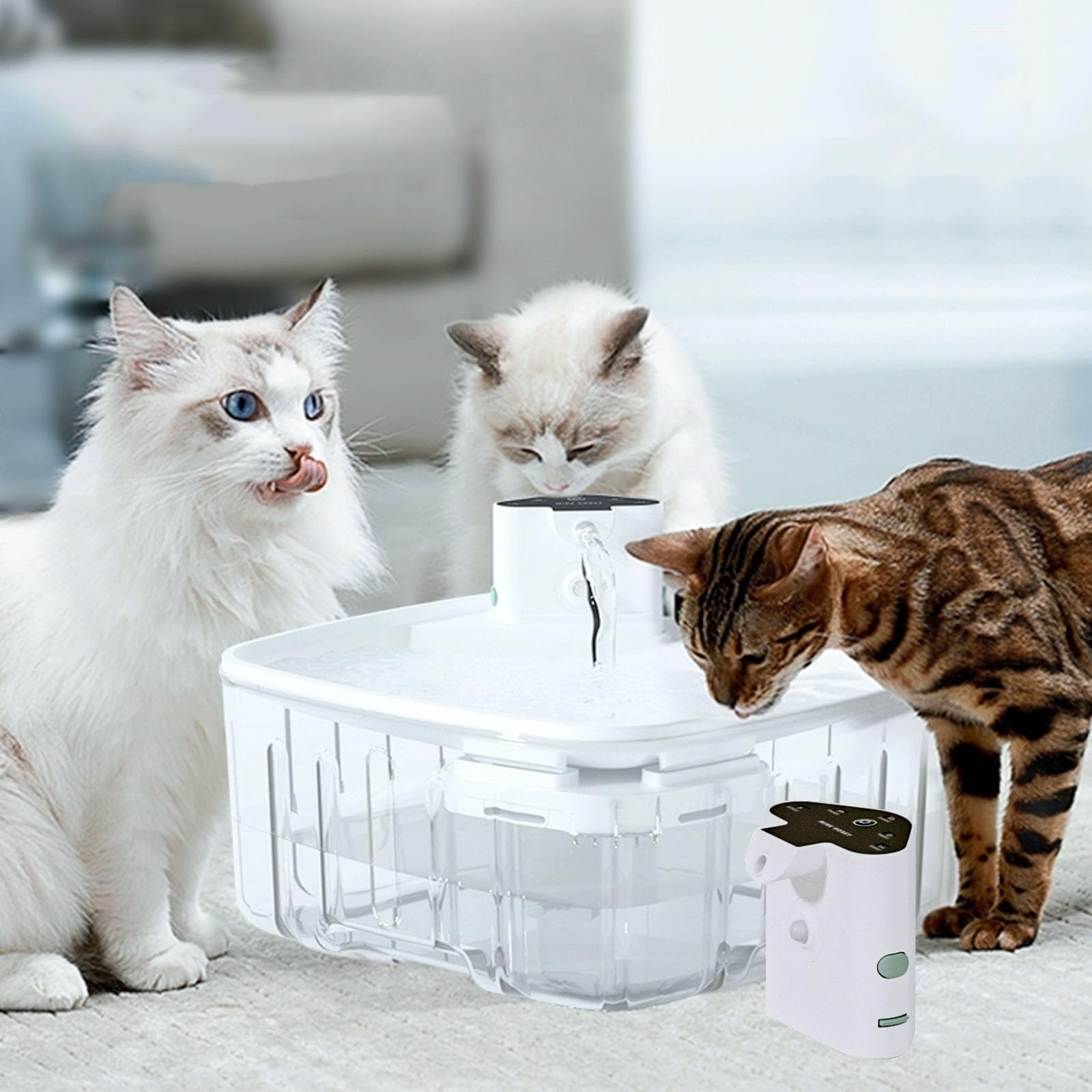 Fuente De Agua Inalámbrica para Gatos con Sensor De Movimiento, 8L Bebedero Gatos Automático, Dispensador Automático De Agua para Perros, 5200Mah Batería Recargable