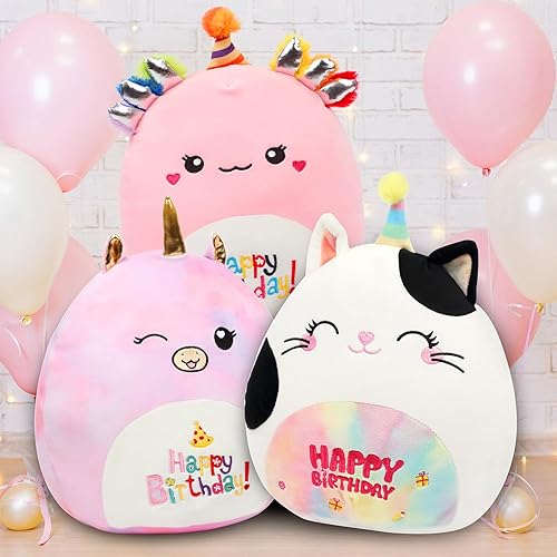 Miniatura 5 de Mushymallow Almohada de peluche de unicornio de cumpleaños de 12 pulgadas, suave animal de peluche, lindo unicornio de peluche, regalo de cumpleaños