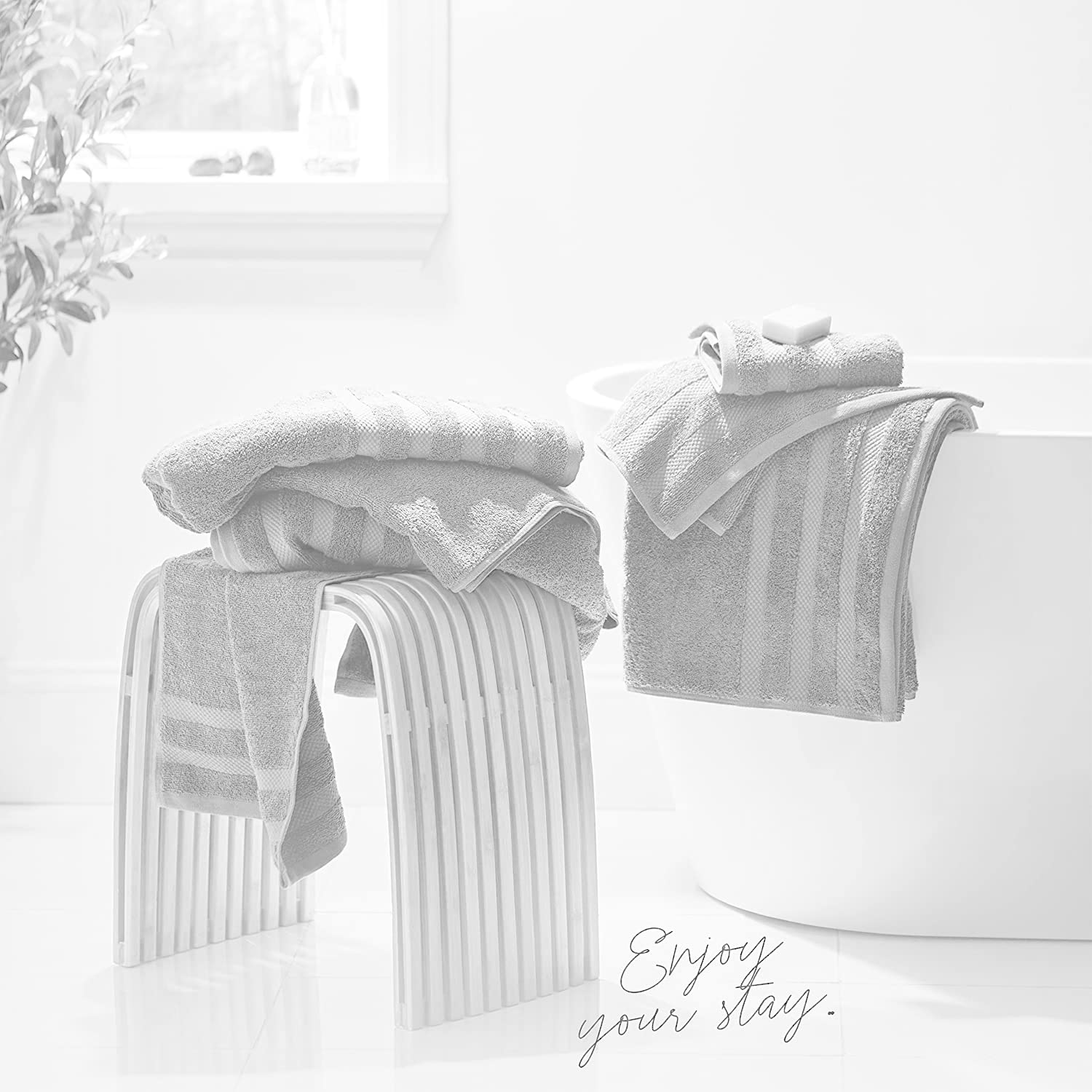 Confezione da 2 lenzuola extra large (100 x 200 cm-600 GSM) in puro cotone egiziano per bagno, spiaggia, piscina (argento, cotone)