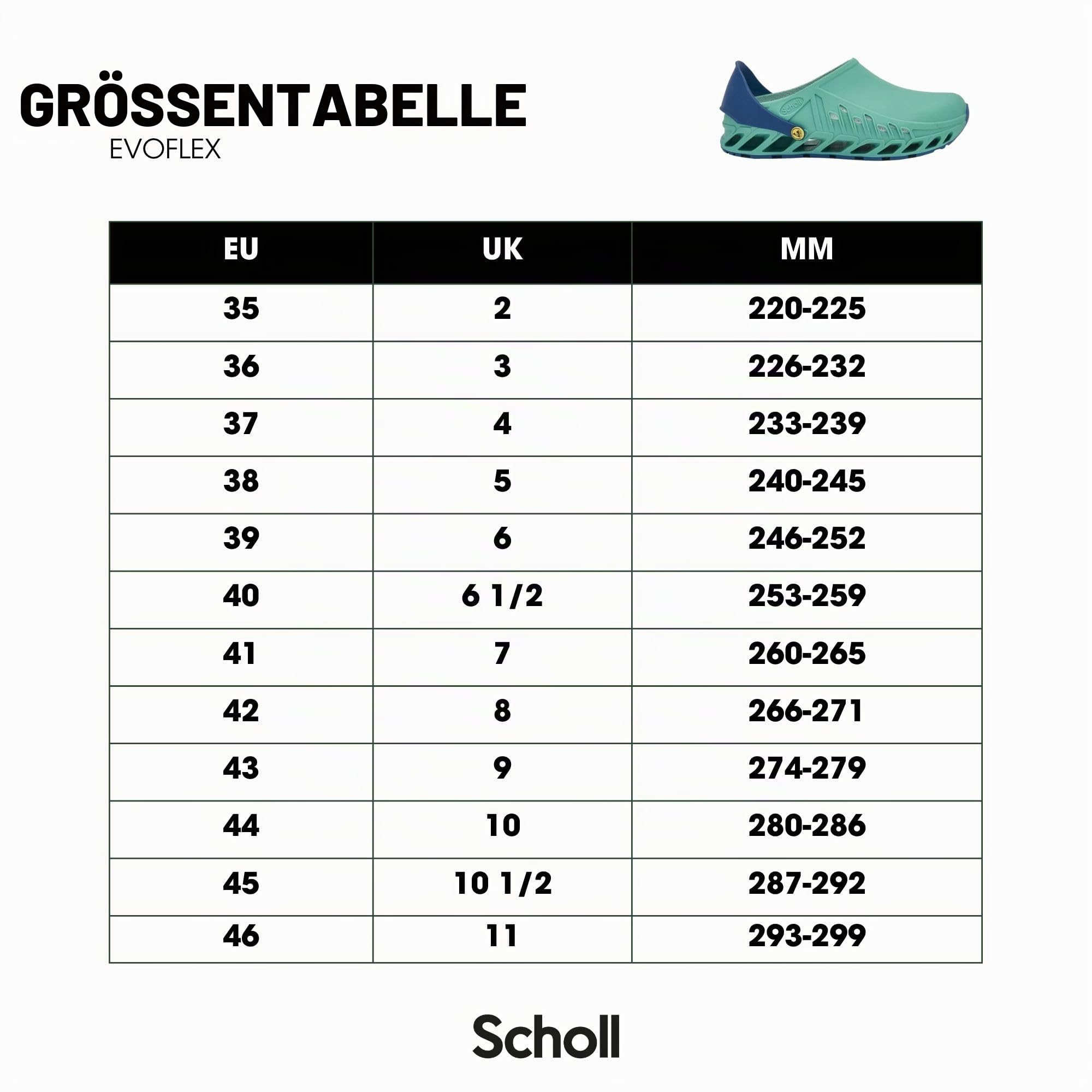 Scholl Evoflex - Professionelle Sanitärclogs für Herren und Damen, Ultraleicht, Komfortabel, Verstellbarem Riemen, Rutschfester Sohle, Herausnehmbarer Memory-Einlegesohle mit Antibakteriellem Futter