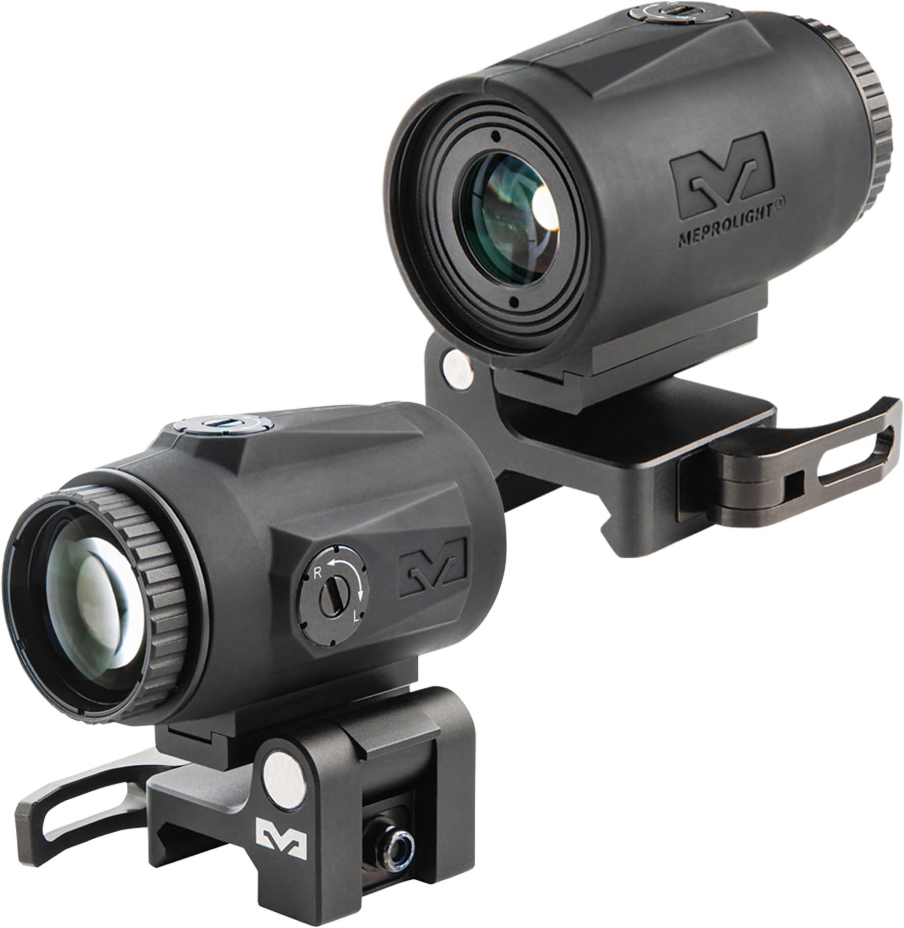 Mepro MMX3 Red Dot Magnifier 3X Micro Lightweight, Compact, Weatherproof Magnifier Scope, Flip to Slide Mount, 2 Rubber Covers, No Battery Needed