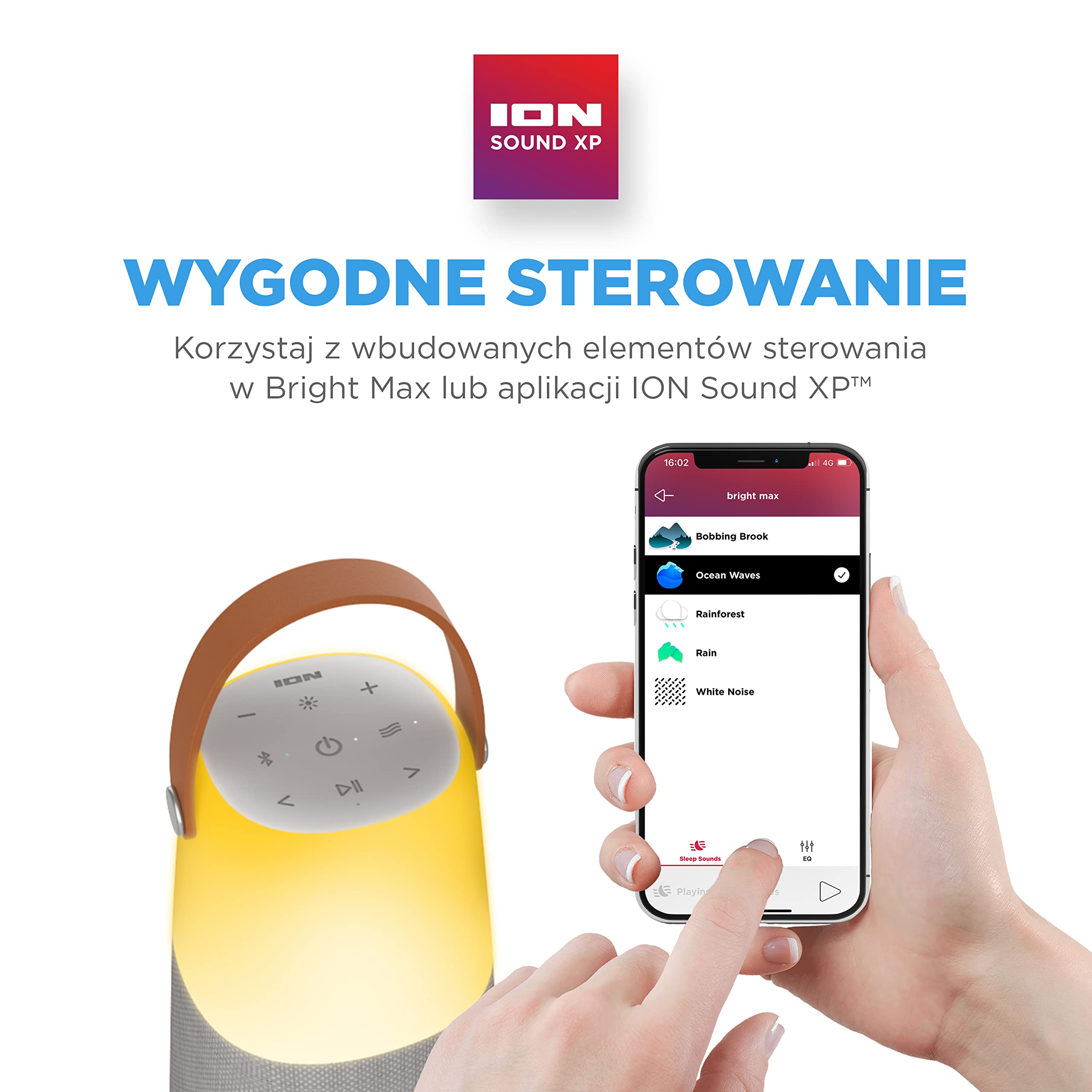 ION Audio Bright Max - Przenośny Wodoodporny Głośnik Bluetooth 360° Z Oświetleniem, Nastrojowymi Dźwiękami, Technologią Multi-Sync I Akumulatorem