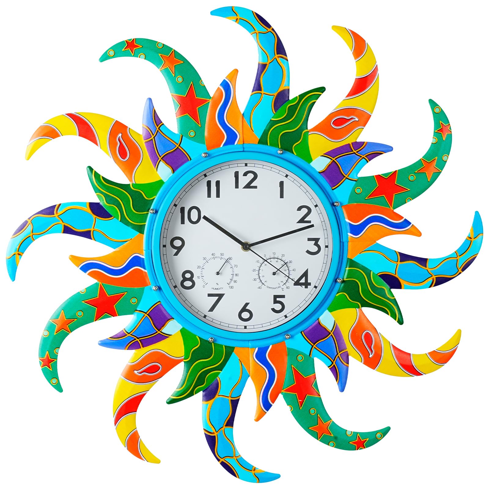 Horloge murale soleil design pour habiller un grand mur blanc de salon