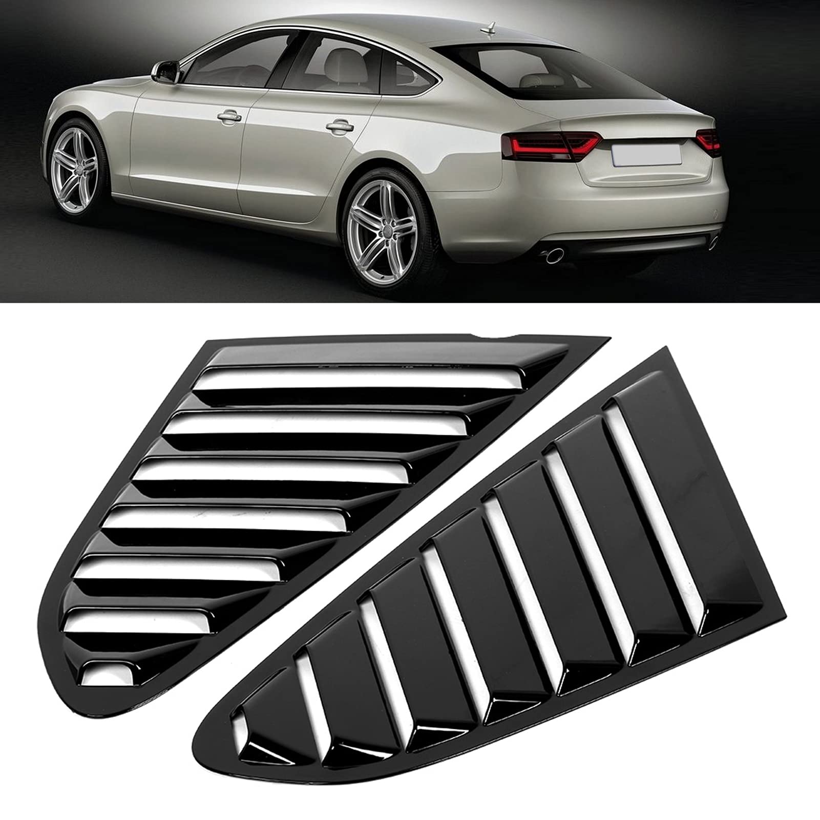 Finitura copertura finestrino laterale compatibile con 2008-2016, sostituzione ventilazione decorativa esterna stile feritoia in ABS nero brillante, set modanatura carrozzeria