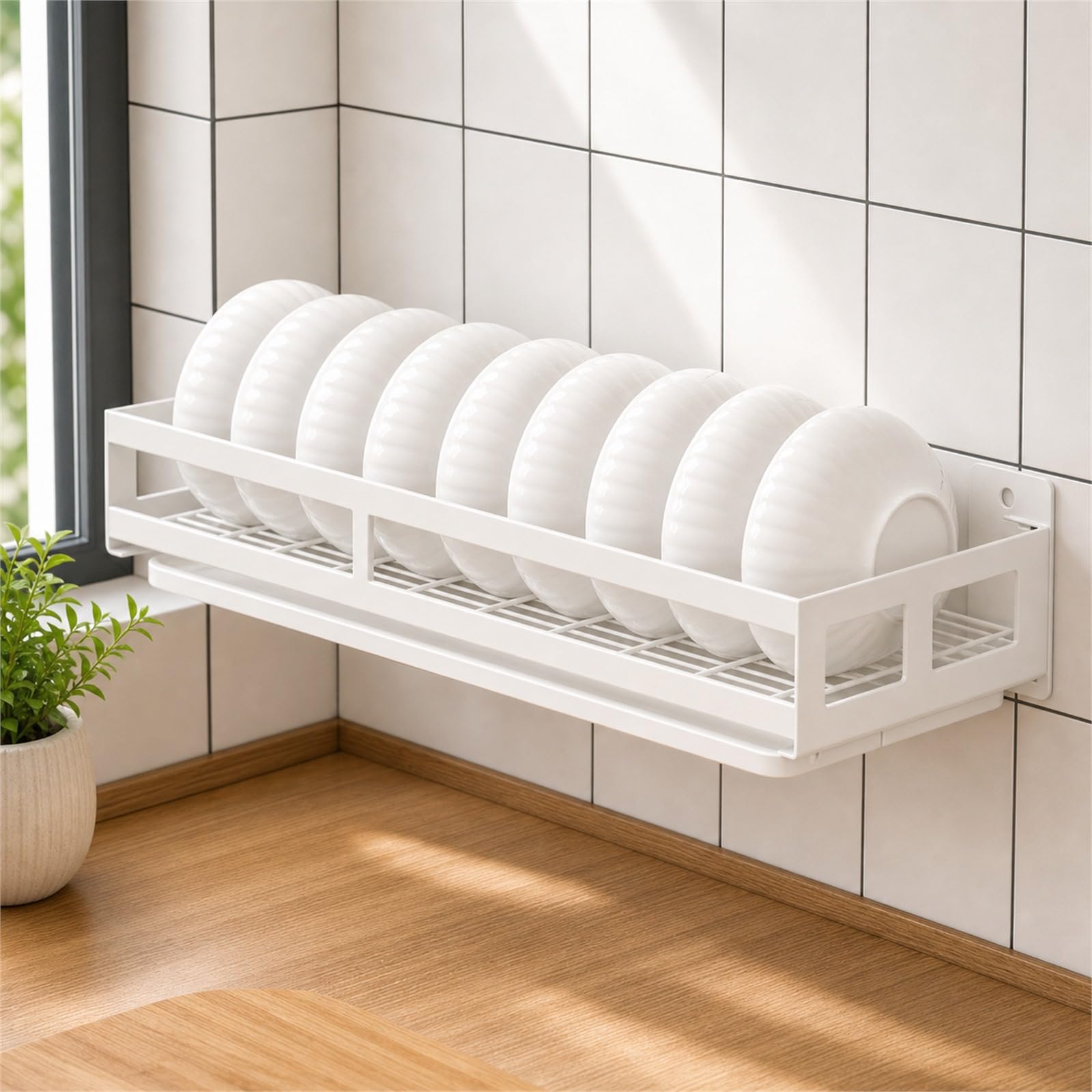 Escurreplatos sobre Fregadero,Escurridor De Platos Colgante De Pared,Escurridor De Platos con Bandeja,PrevencióN De La OxidacióN,Puede Contener Platos,Cuencos Y Tazas