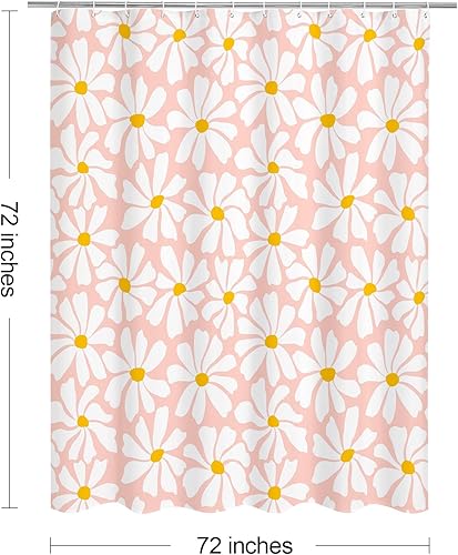 Miniatura 50 de Cortina de ducha floral de margaritas azules, cortina de ducha bohemia con flores de primavera para baño femenino, juego de cortina de ducha moderna